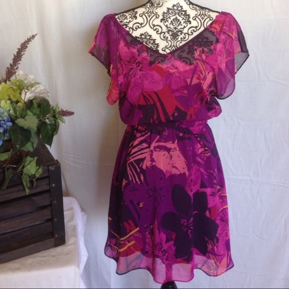 Express Dresses & Skirts - XS Express Chiffon 2 Piece Plum/Purple Mini Dress